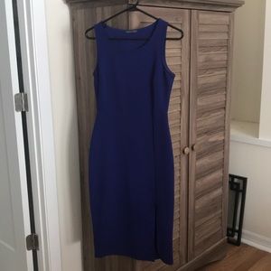Royal blue sexy front slit dress
